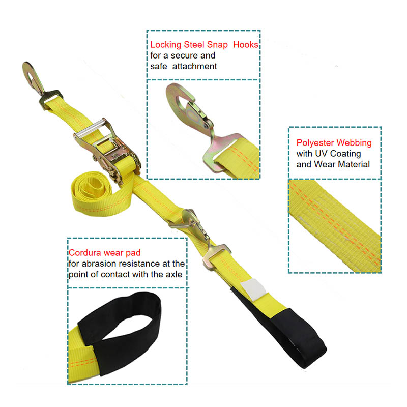 Slepefestebåndene til bilakselen Ratchet Tie Downs