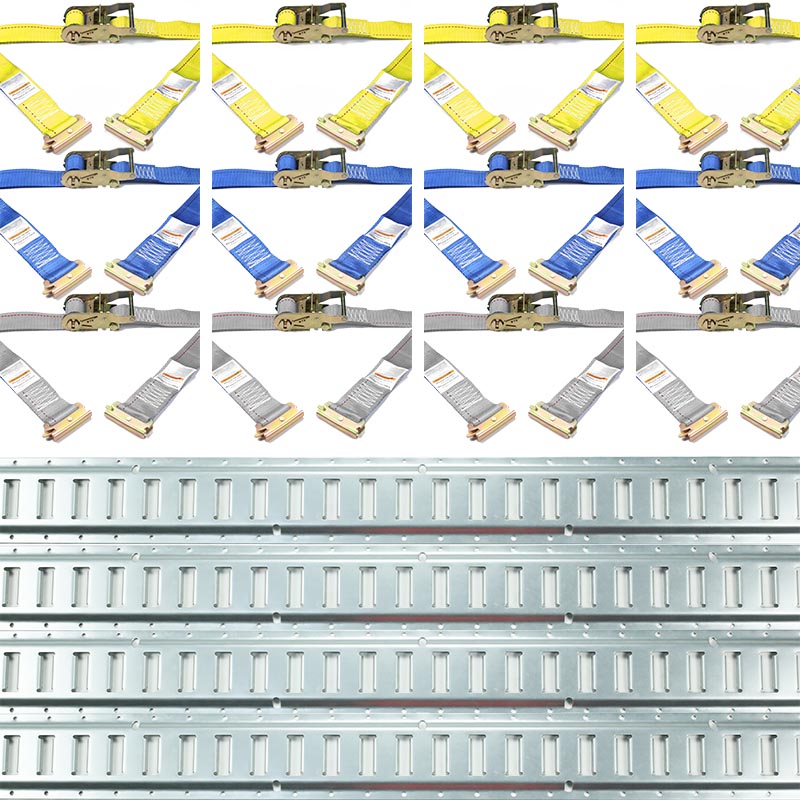 4-Pack 5FT galvaniserte skinner Ratchet Straps E-Track Kit