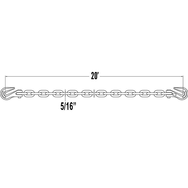 516 Tie Down Chain Assembly W Clevis Grab Hooks - Grade 80